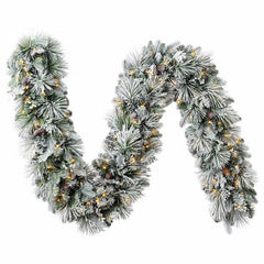 9Ft Pre-Lit Flocked Garland with Twinkle LED Lights
