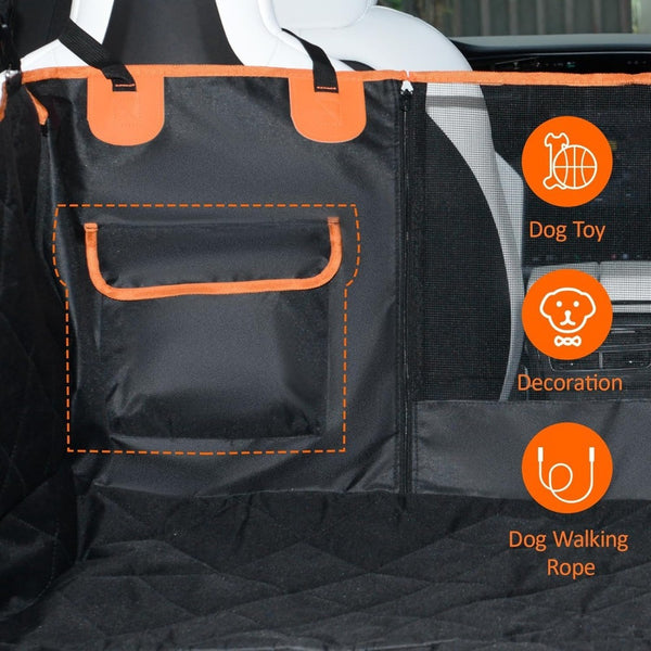 Dog Car Seat Cover, Dog Hammock for Car Back Seat, Car Dog Bed with Mesh Window and Storage Pocket