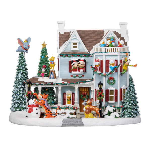 Disney 11.7 Inch (29.8cm) Animated Christmas Holiday House Table Top Ornament with LED Lights & Sounds