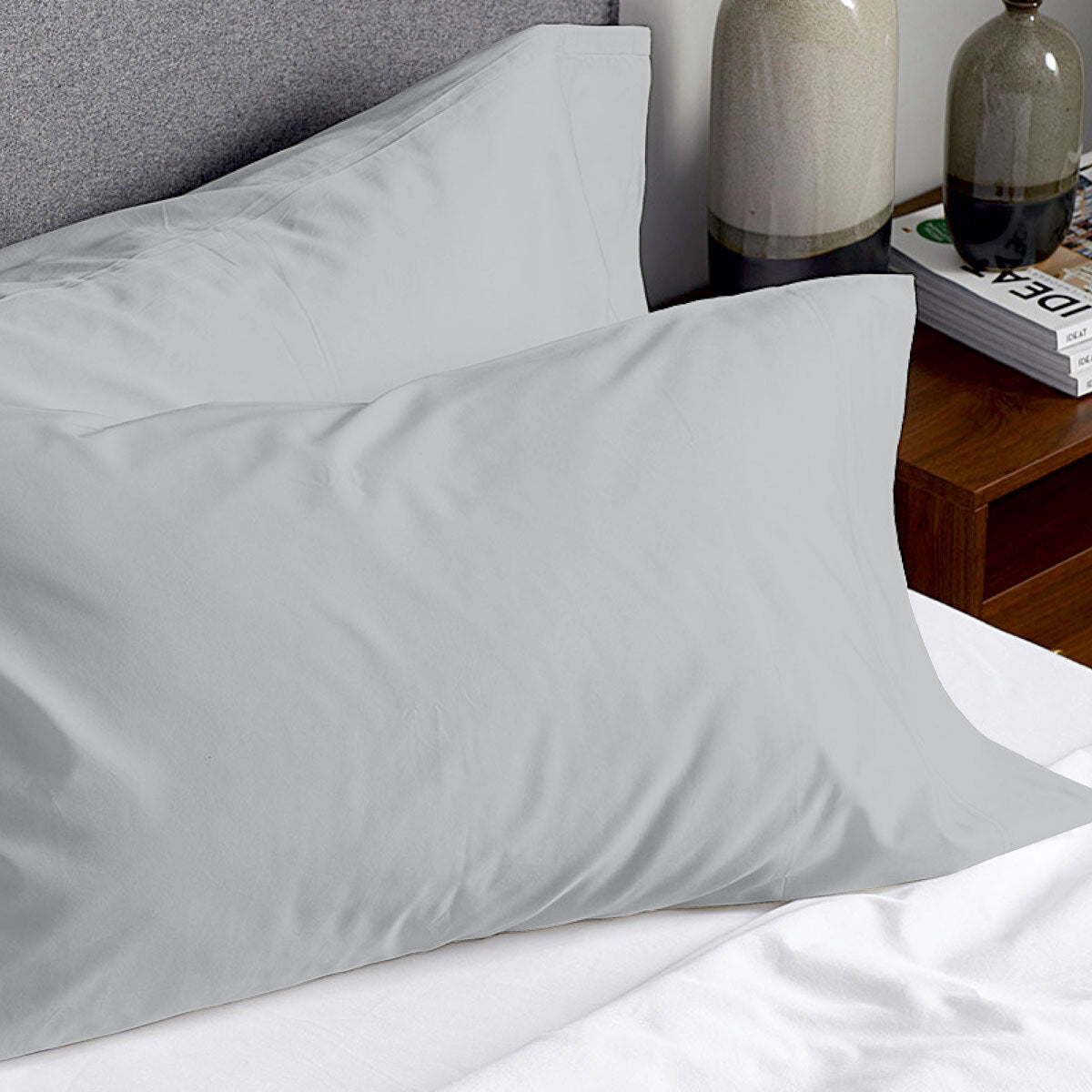 Grey cotton pillowcases best sale