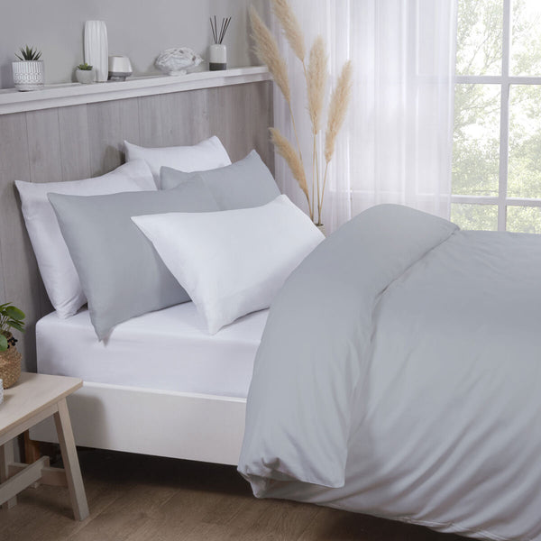 Purity Home 400 Thread Count Cotton 3 Piece Bed Set, Light Grey in 4 Sizes