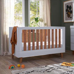 Tutti Bambini Como Cot Bed with Sprung Mattress, White and Rosewood Finish