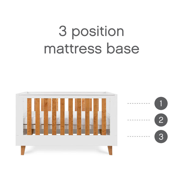 Tutti Bambini Como Cot Bed with Sprung Mattress, White and Rosewood Finish