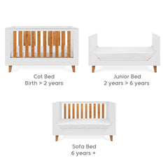 Tutti Bambini Como Cot Bed with Sprung Mattress, White and Rosewood Finish