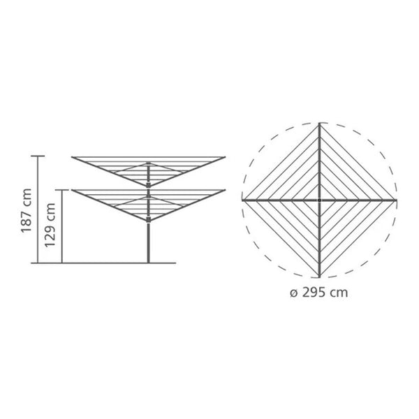 Brabantia Lift-O-Matic 60m Rotary Airer with Ground Spike + Cover