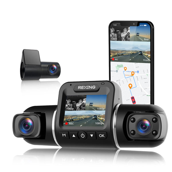 Rexing V2 Pro AI Dash Cam with 3 Channel Recording Front/Cabin/Rear