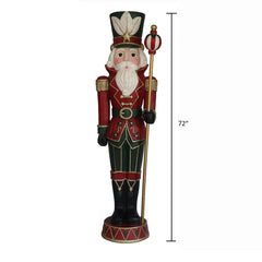 6ft (1.8m) Un-Lit Wood Carved Nutcracker