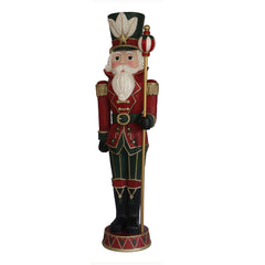 6ft (1.8m) Un-Lit Wood Carved Nutcracker