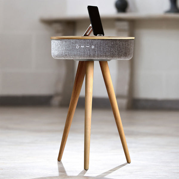 TouchDown Designer Speaker Table with Wireless Charging Ash