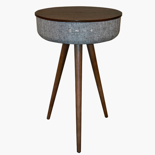 TouchDown Designer Speaker Table with Wireless Charging Walnut