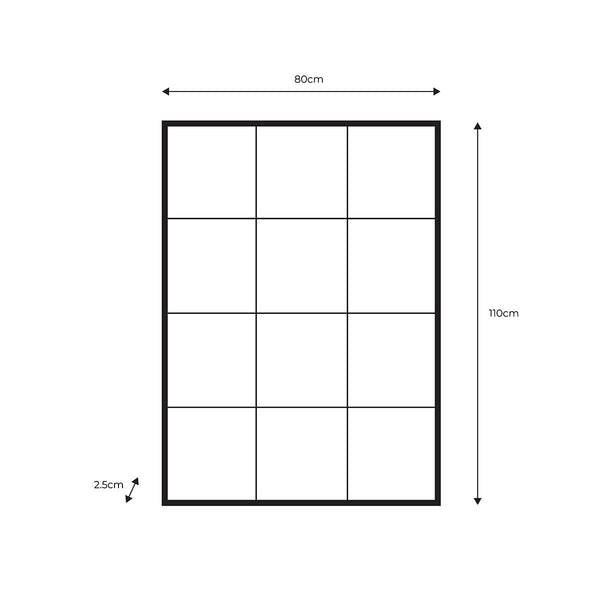 Gallery Chafford Black Window Mirror, 80 x 110cm