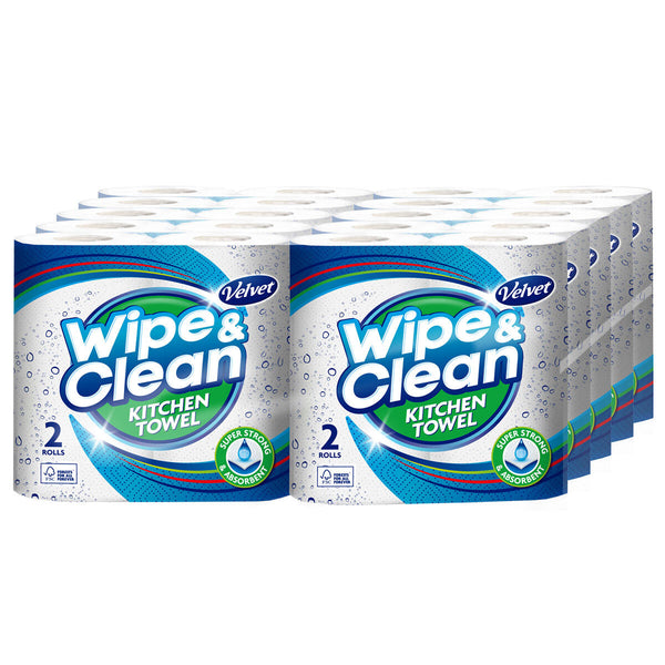 Velvet Wipe & Clean Kitchen Roll Towel, 40 x 75 Sheet Pack