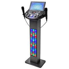 Easy Karaoke Smart Bluetooth Pedestal Karaoke System, with LED Lights, Disco Ball and Speakers, EKS828BT