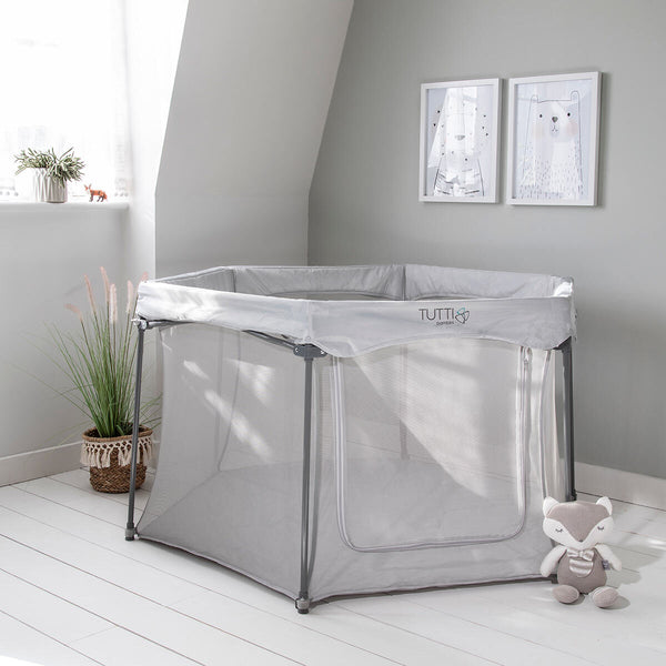 Tutti Bambini Hexa Playpen in Grey with Travel Carry Case