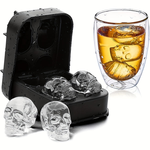 Coolest Ice Cubes Ever: 3D Flexible Silicone Skull Ice Mold Maker Tray