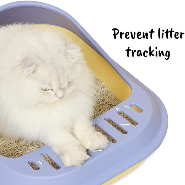 Cat Plastic Shell Litter Tray Toilet With Scoop Kitten | 53 x 39 x 22cm (Grey)