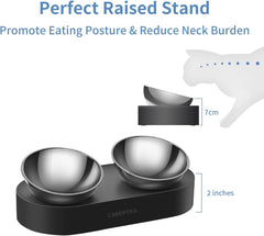 Elevated Stainless Steel Raised Bowls for Cats and Small Dogs