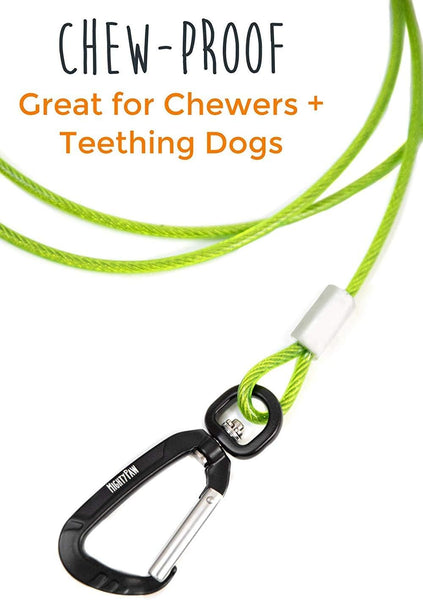 Chew Proof Dog Lead | 1.8m / 6ft Metal Cable Leash (Green/Orange)