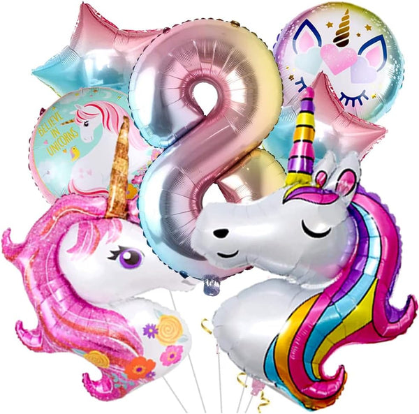 6 PCS Unicorn Theme Foil Balloons for Birthday Party  (Any Age)