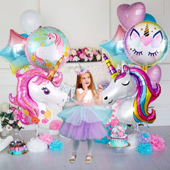 6 PCS Unicorn Theme Foil Balloons for Birthday Party  (Any Age)