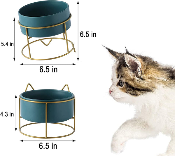 Cherish Lewis Adjustable Tilted Elevated Cat Ceramic Bowl