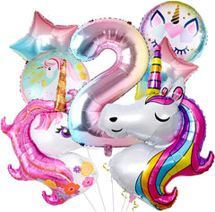 6 PCS Unicorn Theme Foil Balloons for Birthday Party  (Any Age)