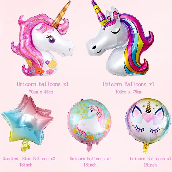 6 PCS Unicorn Theme Foil Balloons for Birthday Party  (Any Age)