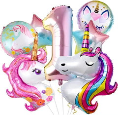 6 PCS Unicorn Theme Foil Balloons for Birthday Party  (Any Age)