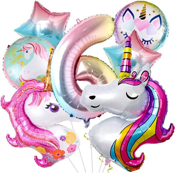 6 PCS Unicorn Theme Foil Balloons for Birthday Party  (Any Age)