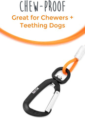 Chew Proof Dog Lead | 1.8m / 6ft Metal Cable Leash (Green/Orange)