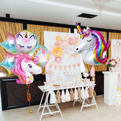 6 PCS Unicorn Theme Foil Balloons for Birthday Party  (Any Age)