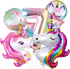 6 PCS Unicorn Theme Foil Balloons for Birthday Party  (Any Age)