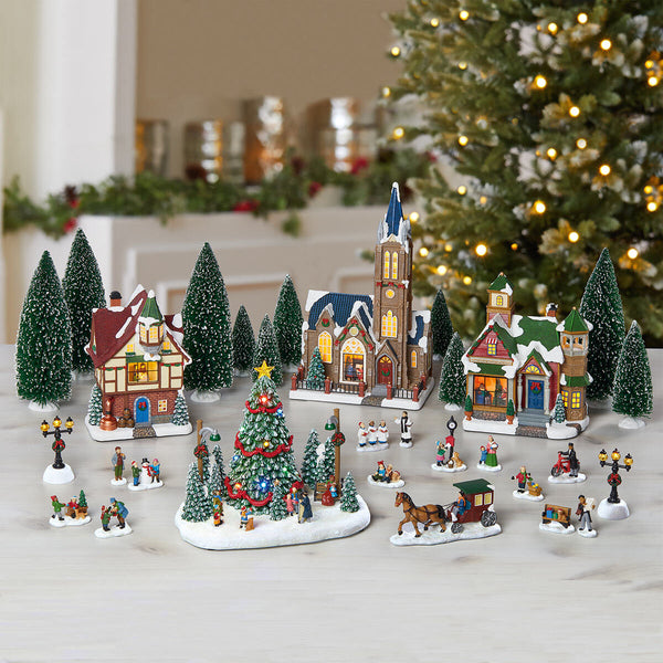 30 Piece Holiday Village Scene with LED Lights & Sounds