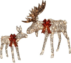 Light up Christmas Decor 2-Piece Reindeer Set for Indoor Outdoor with LED Lights