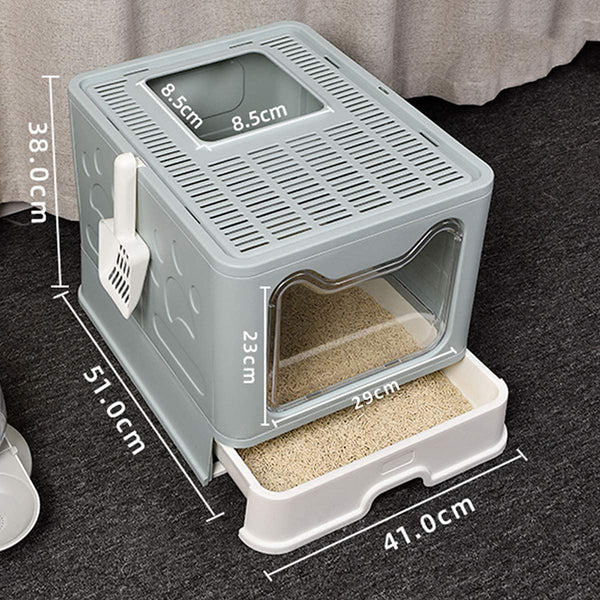 Cherish Lewis XXL Litter Box Foldable Cat Litter Tray With Lid (2 colours)