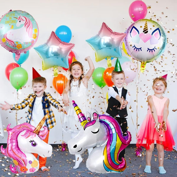 6 PCS Unicorn Theme Foil Balloons for Birthday Party  (Any Age)