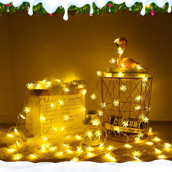 Snowflake Fairy Lights, 6M 40LEDS Battery Powered String Lights Christmas Indoor&Outdoor