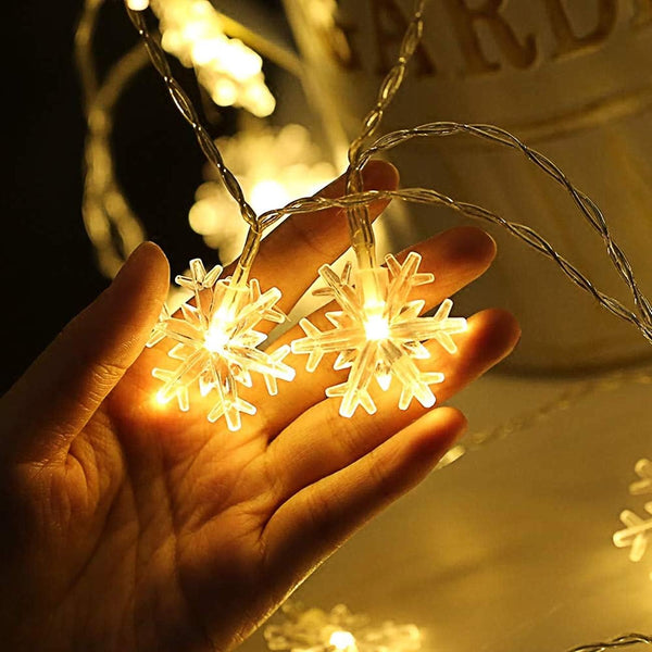 Snowflake Fairy Lights, 6M 40LEDS Battery Powered String Lights Christmas Indoor&Outdoor