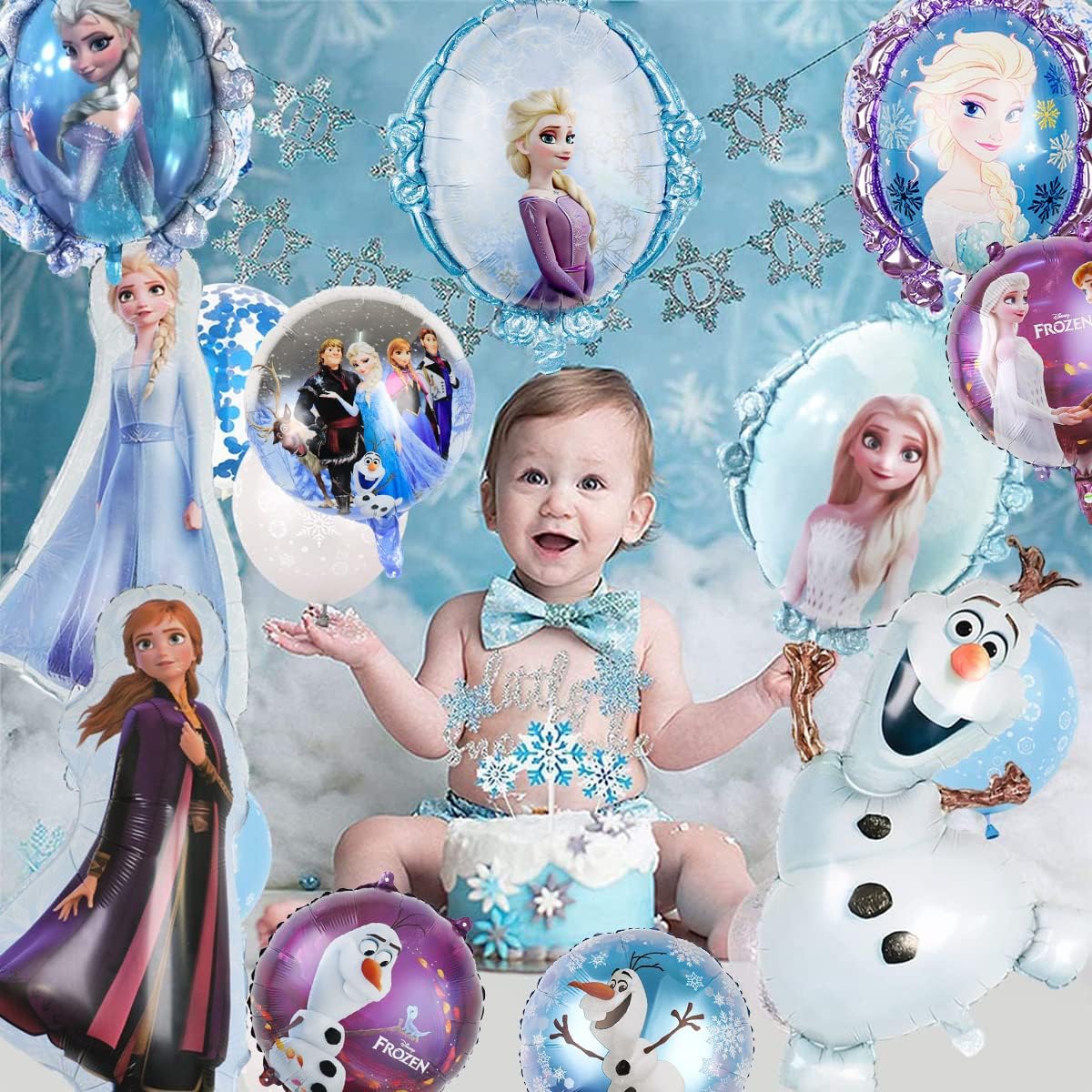 Frozen Birthday Party Balloons Decorations, Elsa Anna,Olaf, Snowflake Balloon Decoration