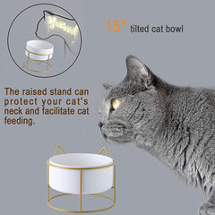 Cherish Lewis Adjustable Tilted Elevated Cat Ceramic Bowl