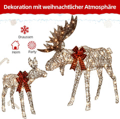 Light up Christmas Decor 2-Piece Reindeer Set for Indoor Outdoor with LED Lights