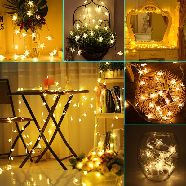 Snowflake Fairy Lights, 6M 40LEDS Battery Powered String Lights Christmas Indoor&Outdoor