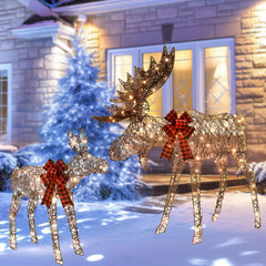 Light up Christmas Decor 2-Piece Reindeer Set for Indoor Outdoor with LED Lights