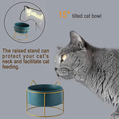 Cherish Lewis Adjustable Tilted Elevated Cat Ceramic Bowl