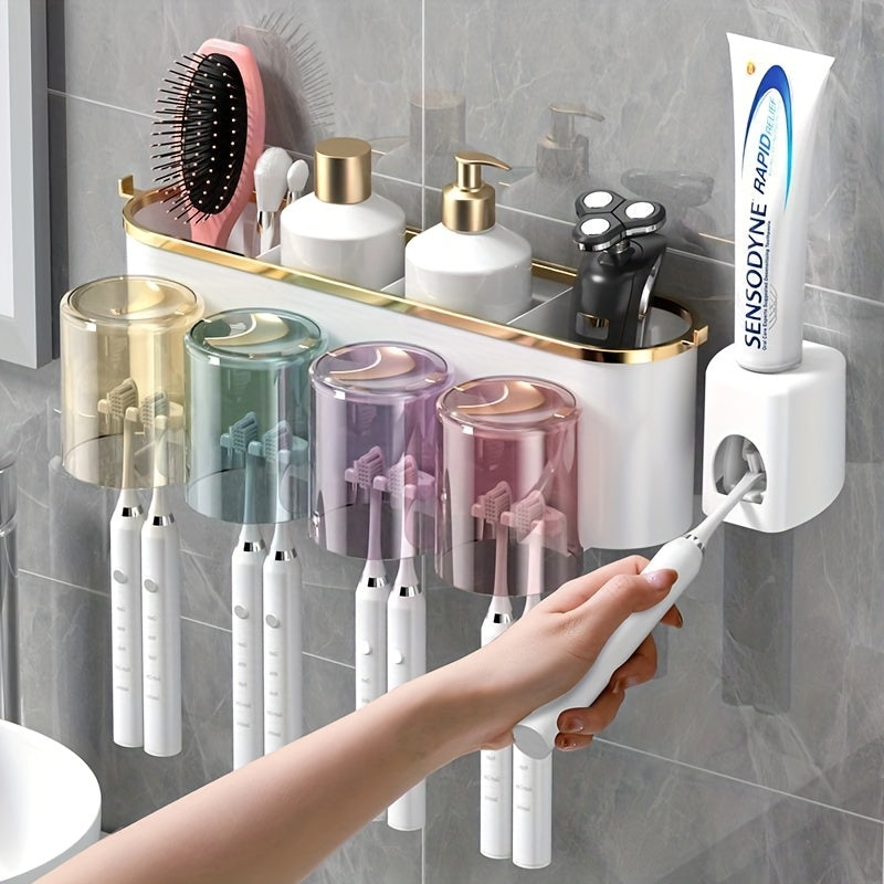 Multifunctional Toothbrush Rack And Mug With Toothpaste Squeezer ...