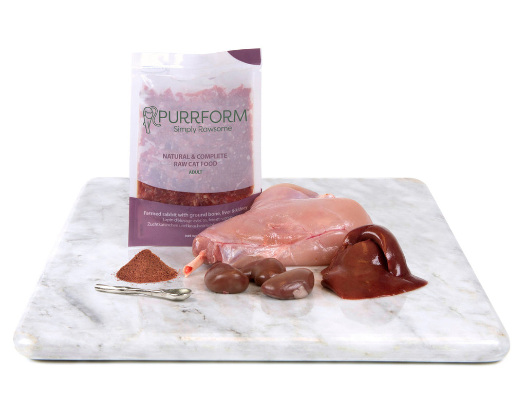 Purrform Farmed Rabbit & Ground Bone, Liver & Kidney (ADULT CAT) 6 X 70G POUCHES