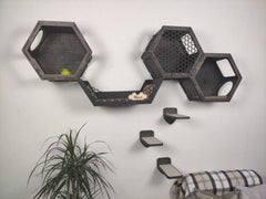 “Play & Rest” Hexagon shelves set – Dark