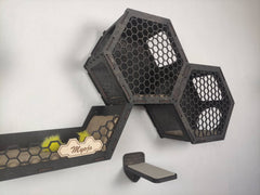 “Play & Rest” Hexagon shelves set – Dark