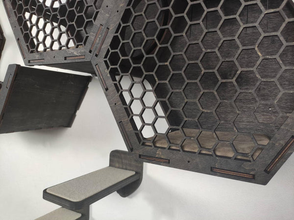 “Play & Rest” Hexagon shelves set – Dark