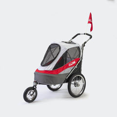 Innopet Sporty Deluxe Dog Pram & Bike Trailer with Free Rain Cover | Red / White